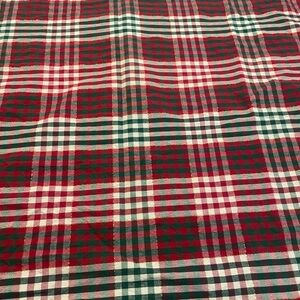 Cotton Park Cottage Plaid Red and Green  with gold Christmas tablecloth